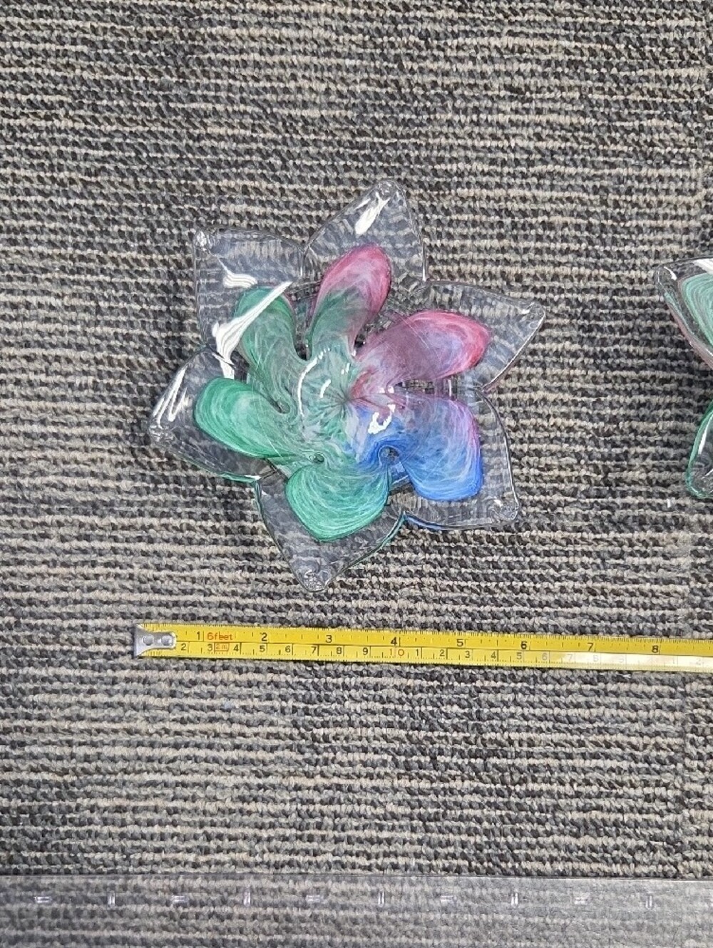 Murano Inspired Multicolor Swirl Glass Flower Candle Holders - Set of 2 - Picture 2 of 6